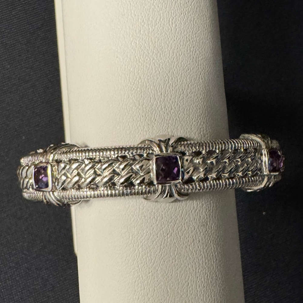 Judith Ripka Sterling Silver and Amethyst Bangle